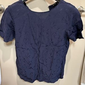 Ann Taylor navy blouse 100% silk